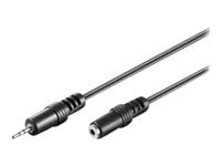 Black 2-meter audio cable with a 2.5mm male connector on one end and a 2.5mm female connector on the other, featuring ribbed grips for easy handling.