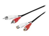Black 3-meter audio cable featuring two RCA connectors, one red and one white, with a sturdy design for reliable audio connections.