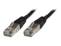 Black 3-meter Cat5e F/UTP networking cable with two RJ45 connectors, featuring a durable design and metallic accents on the connectors.