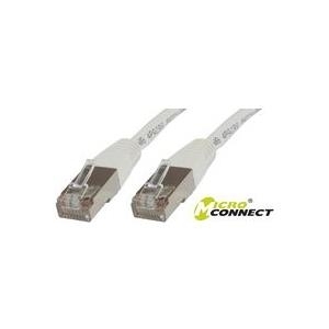 White 10-meter Cat5e F/UTP networking cable by Microconnect, featuring two RJ45 connectors with clear plastic housings on each end.