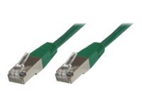Green 0.25 m Cat6 F/UTP networking cable with metal connectors on both ends, designed for reliable data transmission and networking applications.