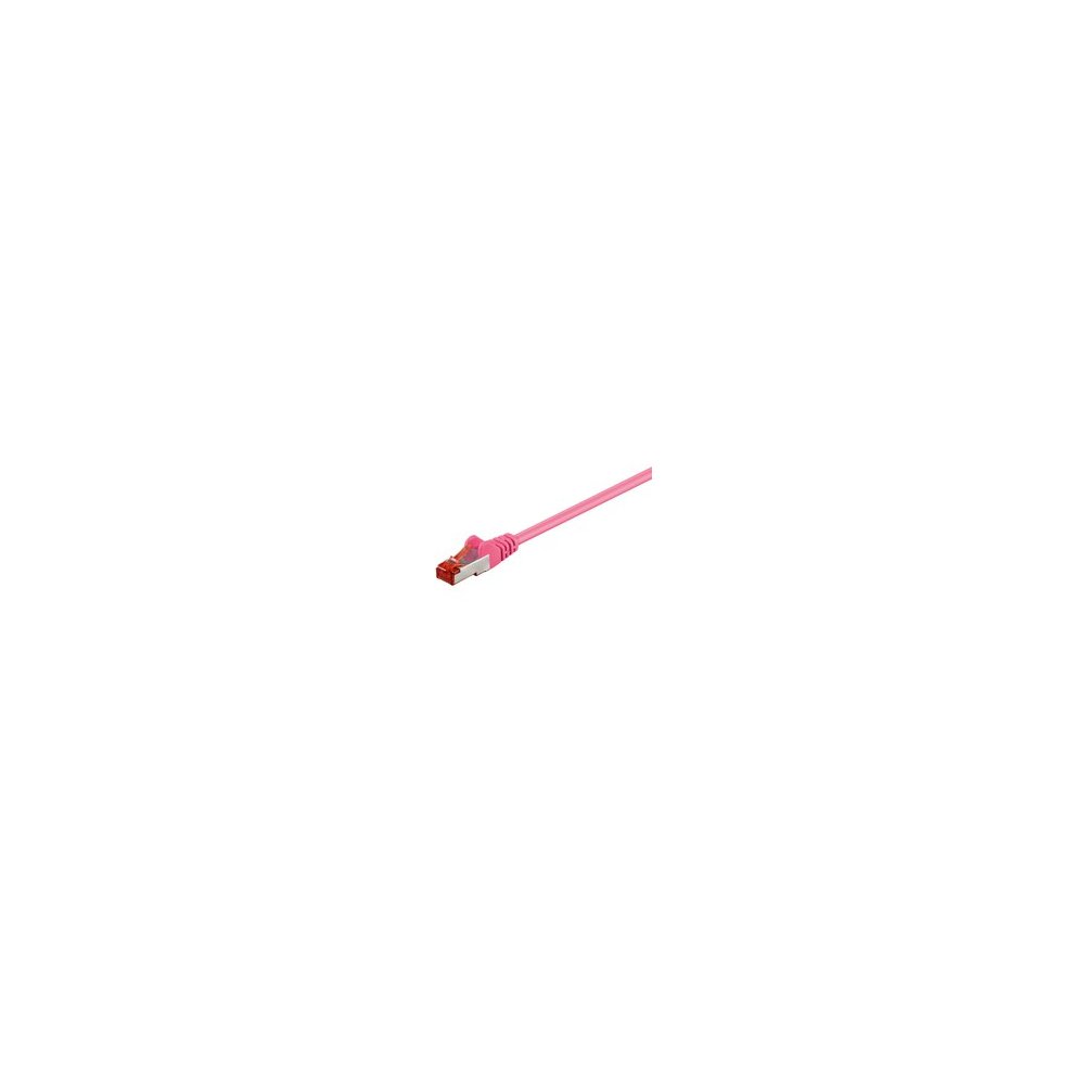 Pink 0.25 m Cat6 F/UTP networking cable with a standard RJ45 connector at one end, featuring a flexible and durable design suitable for various networking needs.