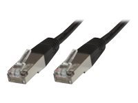 Black 0.25 m Cat6 F/UTP networking cable featuring two metal connectors with transparent clips on each end.