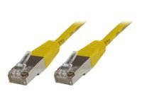 Yellow 0.25 m Cat6 F/UTP networking cable with transparent connectors on both ends, designed for reliable data transmission.