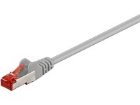 Grey 3-meter Cat6 F/UTP networking cable featuring a flexible design and a clear plastic connector with an orange clip for secure connection.