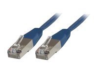 Blue 15-meter Cat6 F/UTP networking cable with clear connectors, designed for high-speed data transmission and reduced interference.