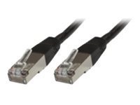 Black 20-meter Cat6 F/UTP networking cable featuring sturdy connectors with metallic ends, designed for reliable data transmission.