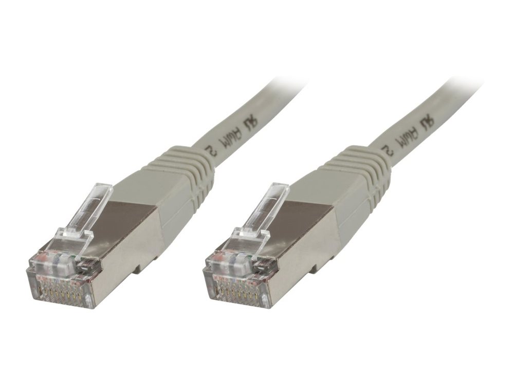 Grey Microconnect B-SFTP605 networking cable, 5 meters long, featuring S/FTP (S-STP) design with clear plastic connectors on both ends.