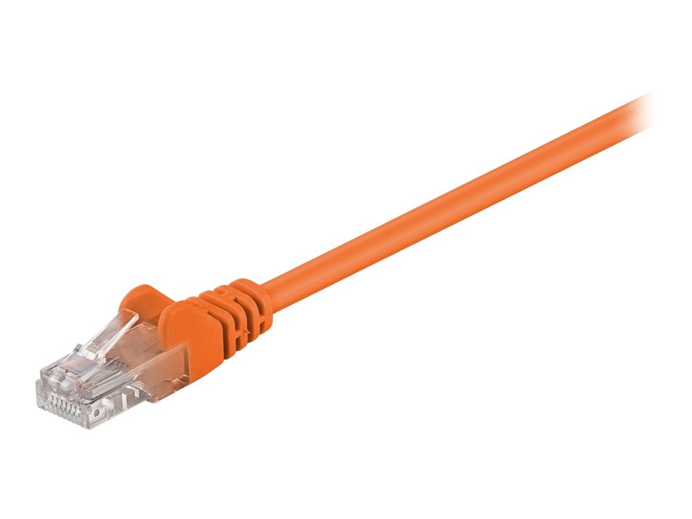 Orange 0.25 m Cat5e U/UTP networking cable with a clear plastic connector, featuring a flexible, durable design for reliable data transmission.