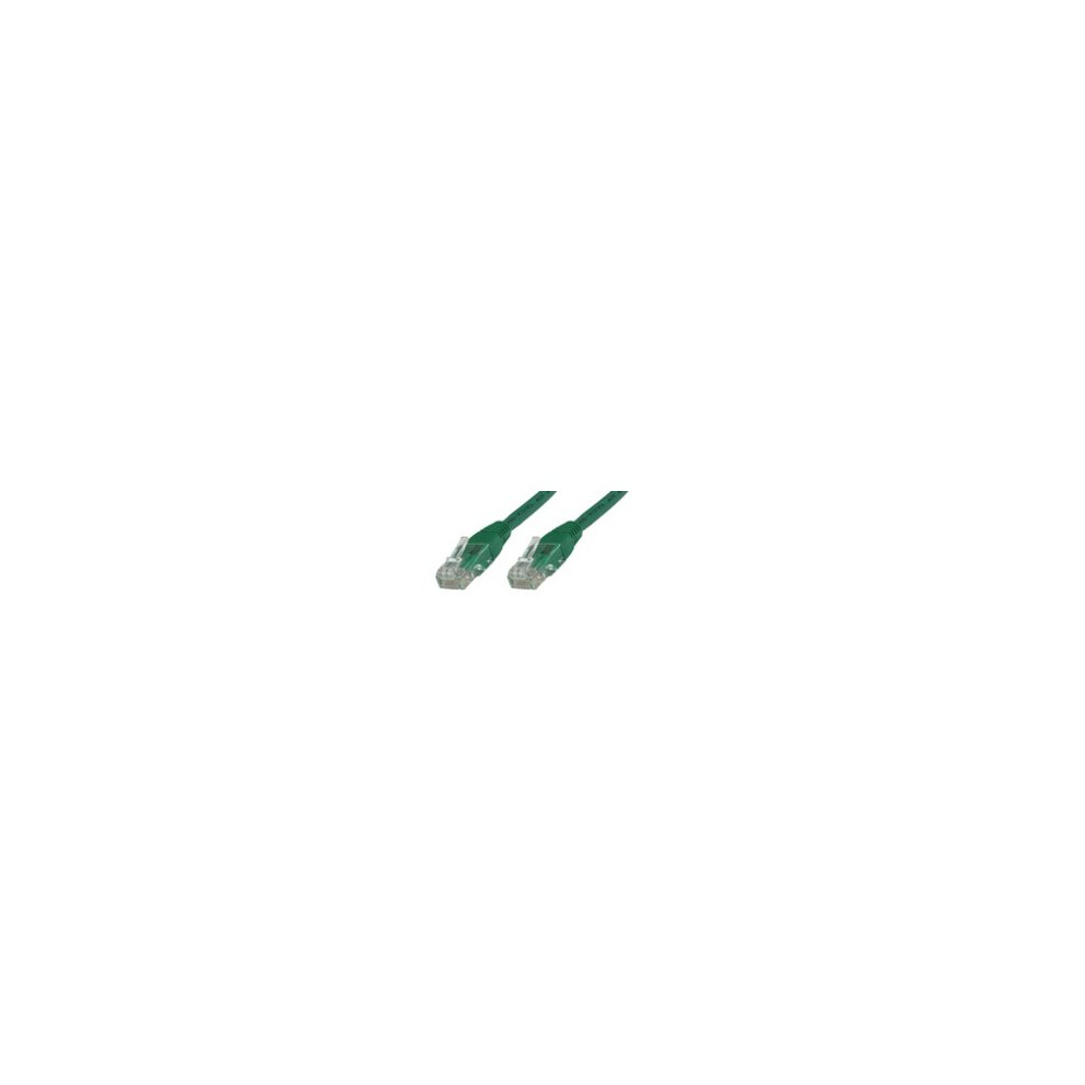 Green 1.5-meter Cat5e U/UTP networking cable with transparent connectors on both ends, designed for reliable data transmission.