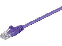 Purple 2-meter Cat5e U/UTP networking cable with a clear plastic RJ45 connector at one end, featuring a flexible, durable design suitable for various networking applications.