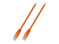 Bright orange 7.5-meter Cat5e U/UTP networking cable with transparent connectors on both ends, designed for reliable data transmission.