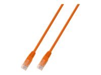 Orange 10-meter Microconnect Cat5e U/UTP networking cable with two clear connectors on each end, designed for reliable data transmission.
