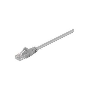 Grey 20-meter Cat5e networking cable with U/UTP (UTP) configuration, featuring a clear plastic connector at one end.