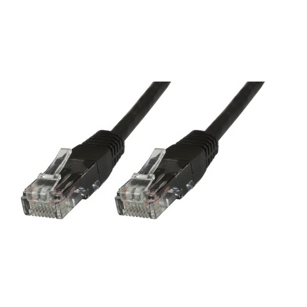 Black 0.25 m Cat6 U/UTP networking cable with clear plastic connectors on both ends, designed for high-speed data transmission.