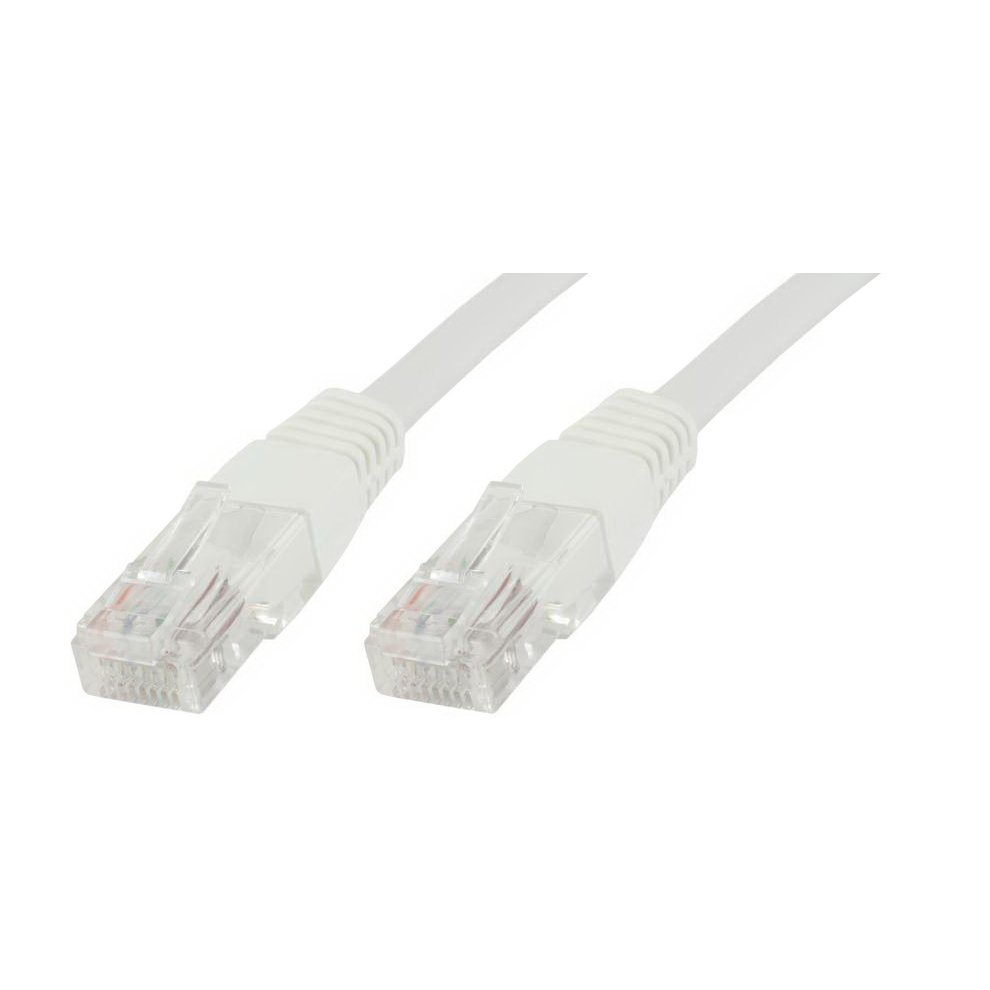 White 0.25 meter Cat6 U/UTP networking cable with clear plastic connectors on both ends, featuring eight gold-plated pins visible through the connector housing.