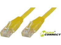 Yellow 1.5 M Cat6 U/UTP networking cable with transparent connectors on both ends, featuring a durable plastic exterior and clear strain relief.