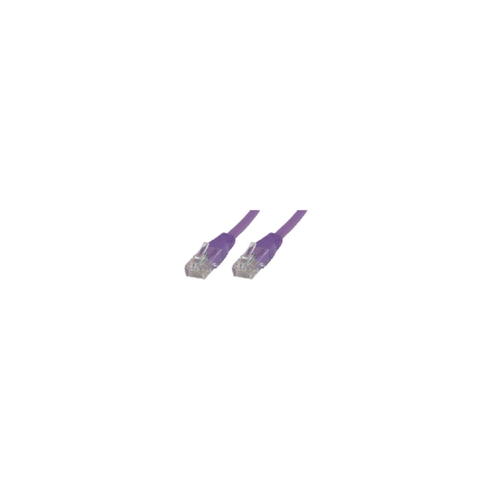 Purple 1-meter Cat6 U/UTP networking cable with two transparent connectors on each end, designed for high-speed data transmission.
