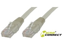 Grey 2-meter Microconnect Cat6 U/UTP networking cable with clear plastic connectors on both ends, designed for reliable data transmission.