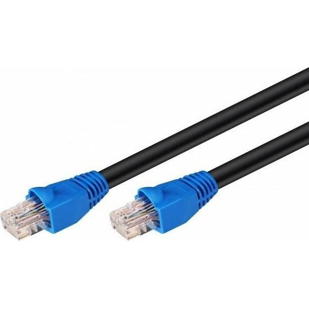 Black networking cable with blue connectors at both ends, featuring a 3-meter length and designed for Cat6 U/UTP (Unshielded Twisted Pair) connectivity.