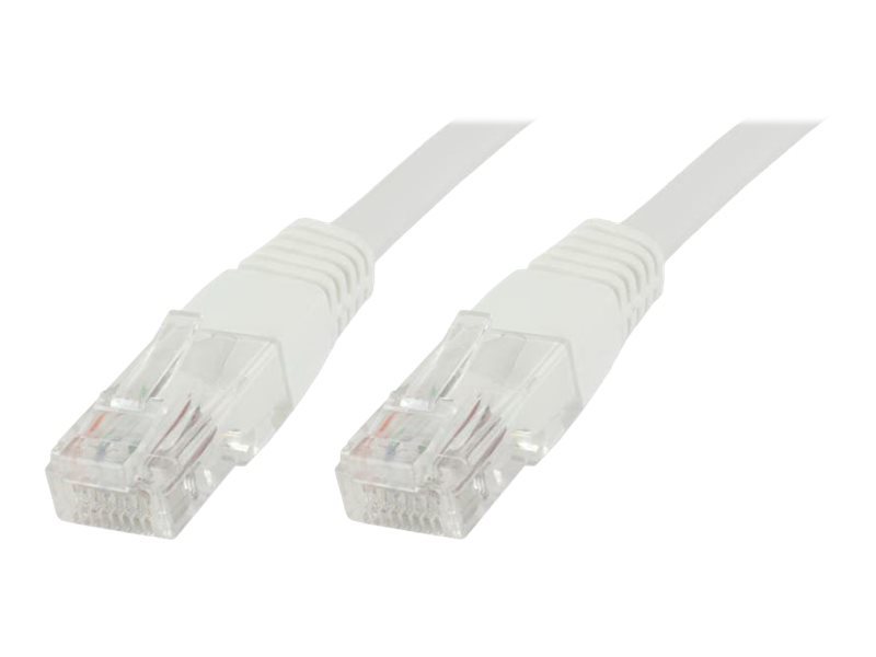 White 3-meter Cat6 U/UTP networking cable with transparent connectors on both ends, designed for high-speed data transmission.