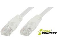 White 5-meter Cat6 U/UTP networking cable by Microconnect, featuring clear plastic connectors on both ends for reliable Ethernet connections.