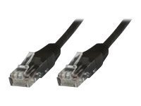 Black 7.5-meter Cat6 U/UTP networking cable featuring clear plastic connectors on both ends for reliable data transmission.