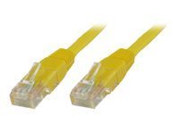 Yellow 7.5-meter Cat6 U/UTP networking cable featuring transparent connectors on both ends for reliable data transmission.