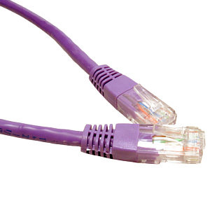 Purple Microconnect B-UTP610P networking cable, 10 meters long, featuring clear plastic connectors with visible internal wiring, designed for Cat6 U/UTP connections.