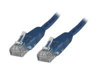 Blue 15-meter Cat6 U/UTP networking cable with clear plastic connectors on both ends, designed for reliable data transmission.