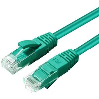 Green Microconnect CAT6A UTP network cable, 0.15m, with clear RJ45 connectors.