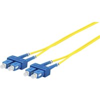 Yellow Microconnect fibre optic cable, 5m, with blue SC connectors on both ends.