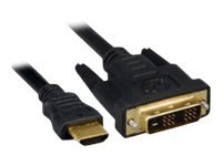Black Microconnect HDM191811 video cable adapter featuring a 1-meter length, with one HDMI connector and one DVI-D connector, both with gold-plated contacts.