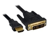 Black 2-meter HDMI to DVI-D video cable adapter featuring a gold-plated DVI connector and a standard HDMI connector, designed for high-quality video transmission.