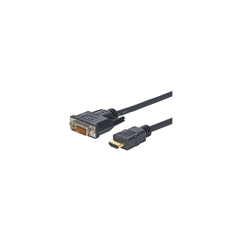 Black 5-meter video cable adapter with a DVI-D connector on one end and an HDMI Type A connector on the other, designed for high-definition video transmission.