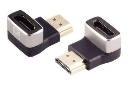 Black and silver Microconnect HDMI gender changer with two HDMI female connectors, designed for 8K resolution compatibility.