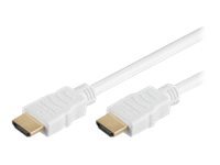 Microconnect HDMI high-speed cable, 10 meters long, featuring a white exterior with gold-plated connectors on both ends for optimal signal transmission.