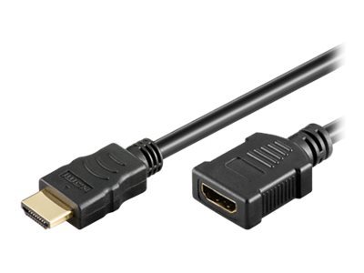Black 0.5m Microconnect HDMI High Speed Extension Cable featuring gold-plated connectors on both ends for enhanced signal quality.