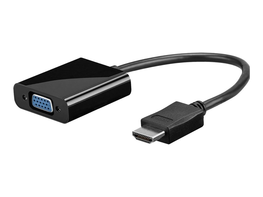 Black Microconnect HDMVGA2B video cable adapter with a 0.15 m length, featuring a VGA (D-Sub) connector on one end and an HDMI Type connector on the other.