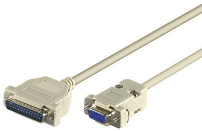 Grey 1.8-meter Microconnect IBM029-2 serial cable featuring a DB25 connector on one end and a DB9 connector on the other, made of durable plastic material.