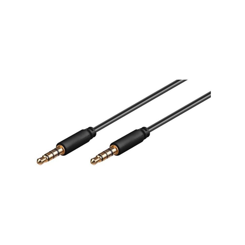Black 1.5-meter audio cable with two 3.5mm gold-plated connectors, featuring durable rubber ends for enhanced grip and flexibility.