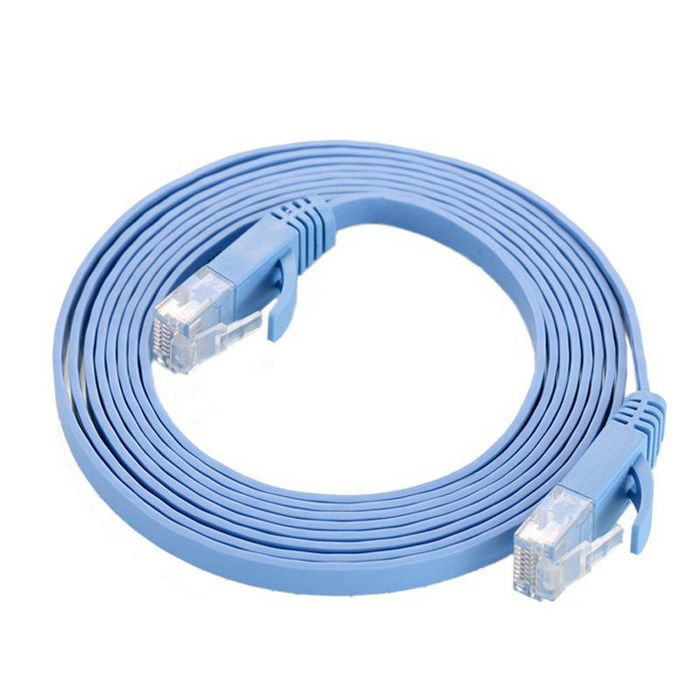 Black 5-meter Cat6 U/UTP networking cable with clear plastic connectors on both ends, featuring a flexible design suitable for console connections.