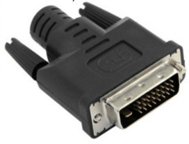 Black DVI-D gender changer cable with a sturdy plastic body, featuring a male connector on one end and a female connector on the other, designed for seamless video signal conversion.