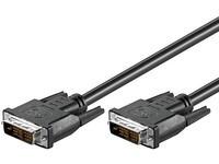 Black 2-meter DVI-D cable with dual connectors, featuring a sturdy design and gold-plated pins for optimal signal transmission.