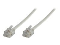 White 2-meter Microconnect MPK102 telephone cable featuring clear plastic connectors at both ends, designed for reliable phone connections.