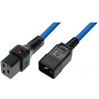 Blue Microconnect power cable, 3m length, with C19 and C20 couplers, black connectors.