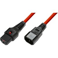 Black Microconnect PC1387 power cable, 3m, with C13 and C14 couplers, red accents on connectors.