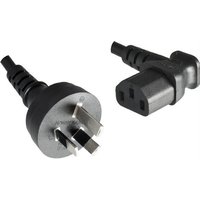 Black 1.8m Microconnect power cable with Australian plug and IEC connector.