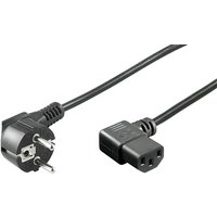 Black 1m Microconnect power cable with CEE7/7 plug and C13 coupler, featuring a sturdy design and smooth finish.