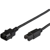 Black Microconnect 2m power cable with C14 and C15 couplers, rectangular connectors.